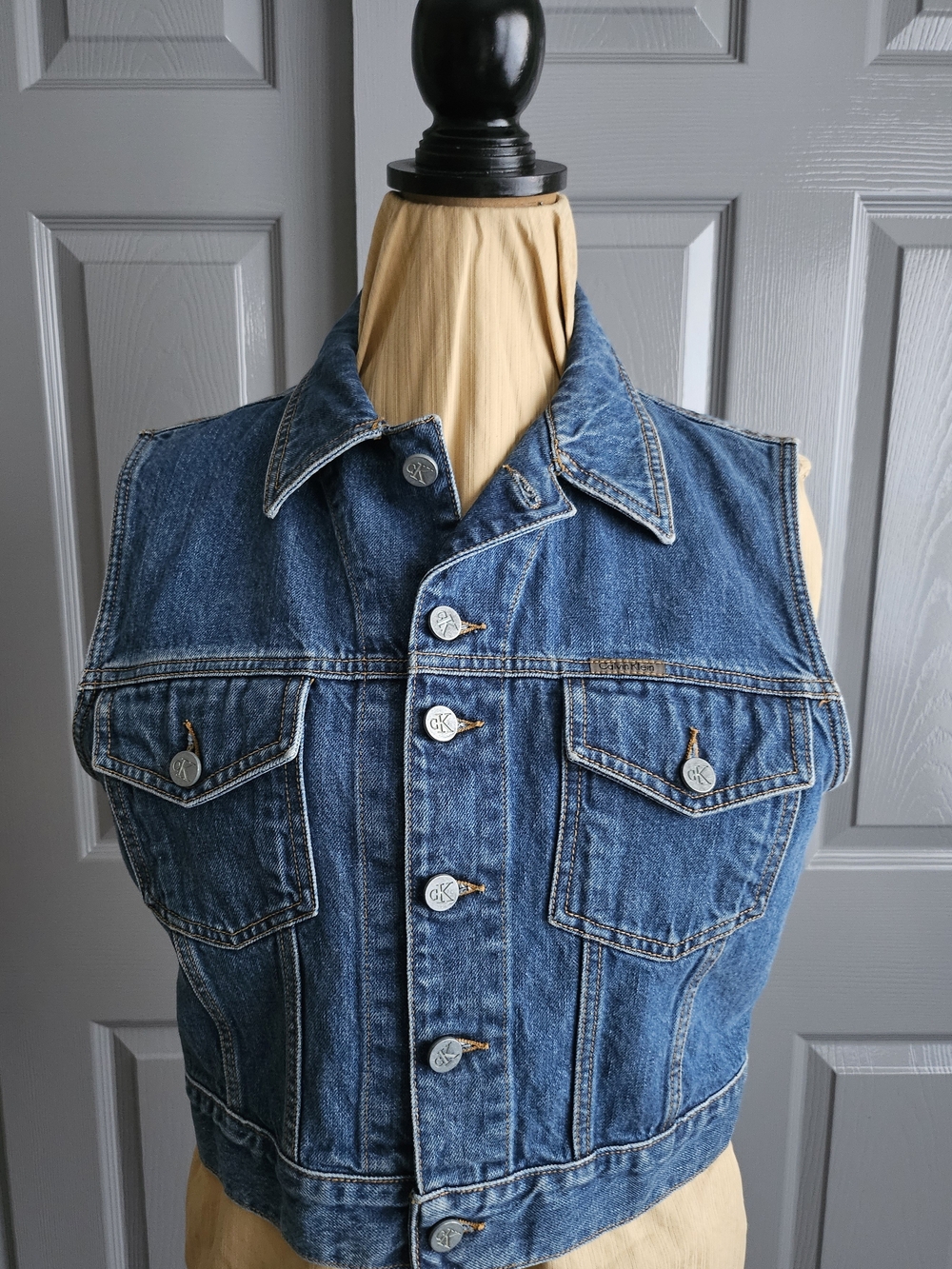 Rare Calvin Klein Vintage Blue Denim Sleeveless Jacket Vest
